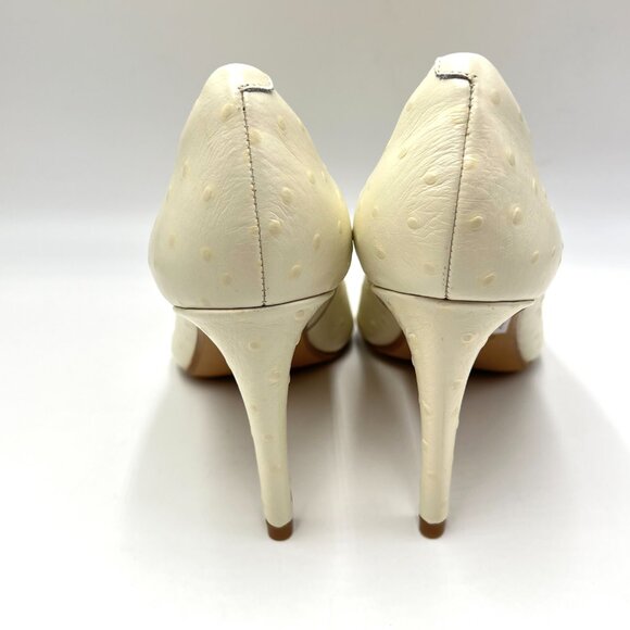 Clarks Womens Size 10 Ivory Ostrich Leather Classic Pumps Heels‎ Shoes NEW - Picture 6 of 13